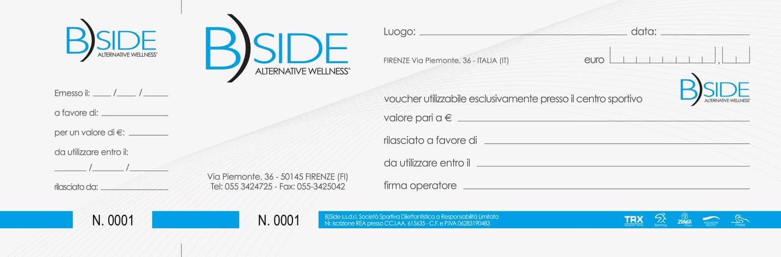 Esempio voucher compilabile per cashback presso B)Side (fronte)